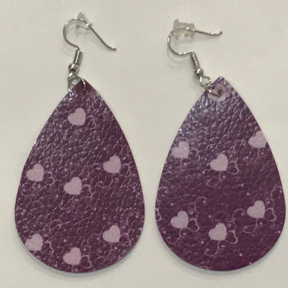 🆕Purple w/Lilac♥️Faux Leather Drop Earrings